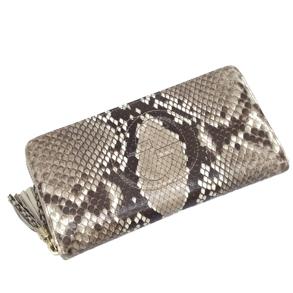Gucci Handbags - GUCCI Interlocking GG Zip Long Wallet Python Beige Tan Brown Soho Exotic